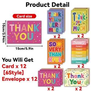 Set de 12 tarjetas Happy Birthday con 6 diseños artísticos y sobres de papel kraft