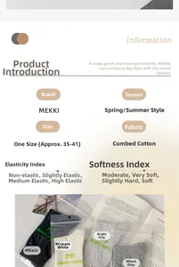 Close-up of Mekki breathable cotton mid-tube socks showing color options and packaging