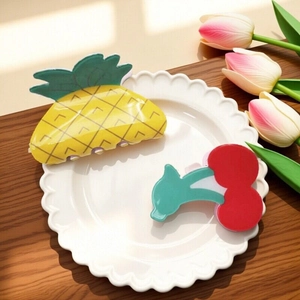 Simpatica Pinza per Capelli a Forma di Frutta Ananas Ciliegia Accessori per Capelli in Acrilico PVC per Donna Ragazza