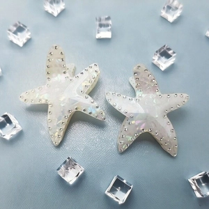 Starfish Hair Claw Clip PVC Rhinestone Iridescent Sparkle Shark Clip For Women Elegant Sea Style Beach Hair Accessory