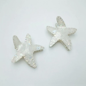 Starfish pearlescent PVC hair claw clips with sparkling rhinestones for elegant styling
