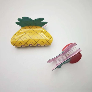 Mollette per capelli in acrilico con design a forma di ananas e ciliegia per ragazze