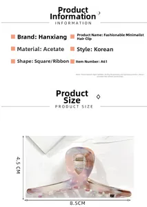 Detailed size specifications for the 8.5cm acetate hair claw clip with purple textures