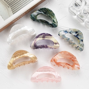 Pince Crabe en Acétate de Cellulose Rétro Français Imprimé Léopard Marbre Grande Pince à Cheveux Accessoire Cheveux Polyvalent Femme