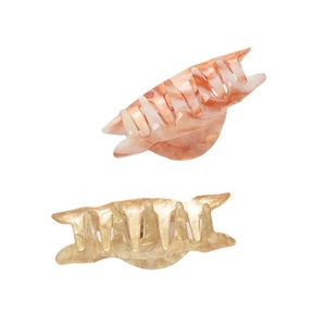 Pinces à cheveux vintage en acétate, ensemble marbre rose et marbre doré clair