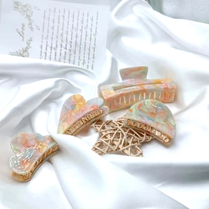 Korean Ins Style Macaron Marble Acetate Hair Claw Clips Sweet Colorful Heart Cloud Geometric Hair Accessories For Women