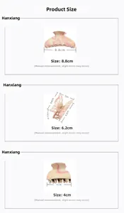 Size chart showing three butterfly hair claw clip dimensions: 8.8cm, 6.2cm, and 4.0cm