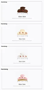 Detailed size comparison of cherry rhinestone hair claws in various elegant colors