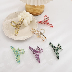Lot de 6 grandes pinces à cheveux à motif damier en couleurs variées pour coiffure chic