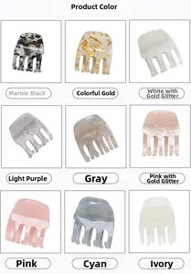 Vue détaillée de 9 pinces à cheveux en acrylique aux couleurs marbrées et pailletées