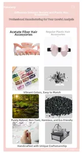 Comparison between acetic acid fiber and plastic hair clips showing texture and material details