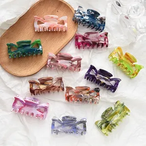 Korean Style Acrylic Bow Knot Hair Claw Clip Medium Marble Pattern Hollow Ponytail Clip Fashion Hair Accessories For Women