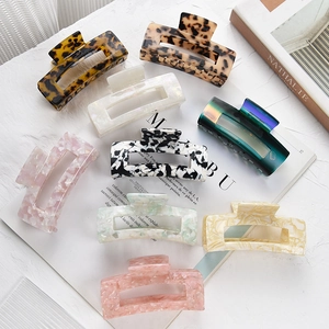 Large Rectangular Acetate Hair Claw Clip Gradient Marble Tortoiseshell Fashion Hair Accessories For Women Daily Styling