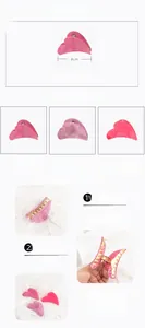 Detail view of heart-shaped acetate hair claws in pink and purple marble, 8cm size