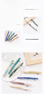 Macro detail of colorful acetate hair clips with durable metal spring mechanism for hair