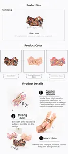 Detail view of 8cm acetate bow hair claw clips in three elegant marble pattern colors