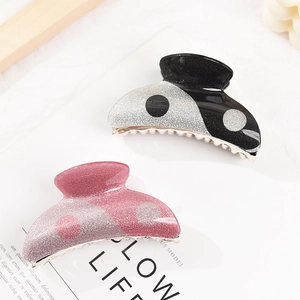 Chinese Style Tai Chi Yin Yang Acrylic Hair Claw Clip For Women Retro Glitter Fine Flash Polka Dot Design INS Style Hair Accessory