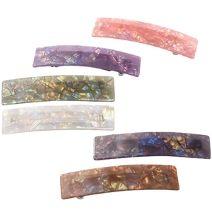 Set of 6 colorful acrylic hair clips with marble texture for elegant hairstyles