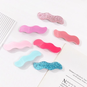 Korean Style Wavy Acrylic Hair Clips Colorful Sequin Side Clips For Women Girls Non-Marking Hairpin Fashion Hair Accessories