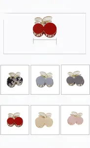 Détails de six pinces à cheveux cerise de 4,5cm en diverses couleurs sur grille