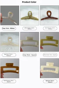 Comparison of 13cm ribbon and 10cm square matte hair claws in various earthy colors