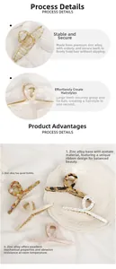 Détail de pinces à cheveux en acétate torsadées avec base en alliage de zinc aux motifs variés