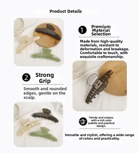 Detail of elegant acetate checkered hair claws with strong metal spring and smooth teeth