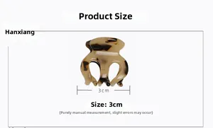 Detailed size view of a 3cm tortoise shell mini hair claw clip with four teeth