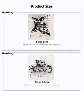 Size chart showing dimensions of 5cm butterfly hair claw and 8.8cm rectangular clip