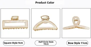 Detailed size chart for acetate and gold alloy hair claws in 9cm 10cm and 11cm sizes