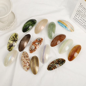 Vintage Acetate Geometric Oval Hair Clip For Women Fashion Marble Tortoiseshell Pattern Hairpin Spring Barrette Headwear