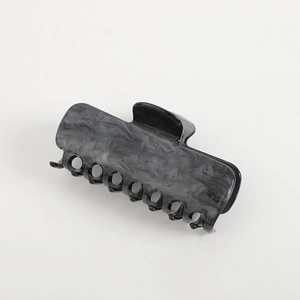 Rectangle marble texture acrylic hair claw clip with grey smoke pattern for thick hair