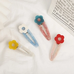 Handmade Fresh Floral Cellulose Acetate Hair Clip For Women Girls Cute Candy Color Marble BB Snap Clip Side Hair Accessory