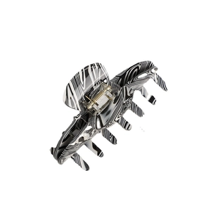 Large tortoiseshell hair claw clip with black and white marble pattern for thick hair