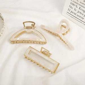 Acetate Alloy Hair Claw Clip French Style Large Shark Clip Geometric Marble Pattern Hair Grip For Women Hair Styling Jewelry