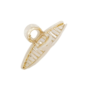 Minimalist acetate and gold alloy hair claw clip in cream color for elegant hairstyles