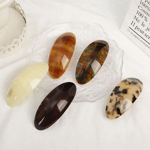 Retro Acetate Oval Spring Hair Clip France Handmade Style Tortoiseshell Pattern Minimalist Barrette For Women Hair Accessories