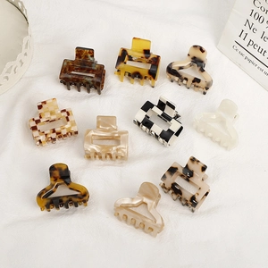 Fashion Acetate Hollow Hair Claw Clip Checkerboard Leopard Tortoiseshell Geometric Square Triangle Hair Catch Clip For Women
