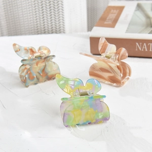 Women Simple Acetate Butterfly Hair Claw Clip Elegant Marble Pattern INS Style Temperament Hairclip Fashion Hair Accessory