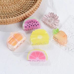Mini Pinces à Cheveux en Acrylique à Motif de Fleurs de Fruits pour Filles Femmes Accessoires de Coiffure Quotidiens
