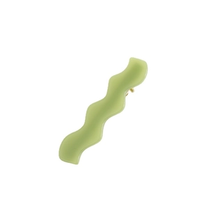 Minimalist wave acetate hair clip in candy green color with a stable gold metal base