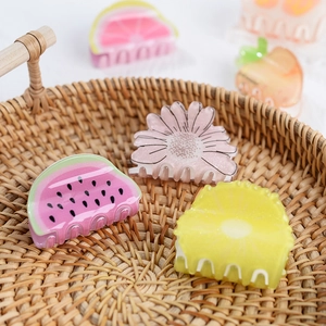 Pinces à cheveux mignonnes en acrylique avec motifs de fruits et fleurs pour filles