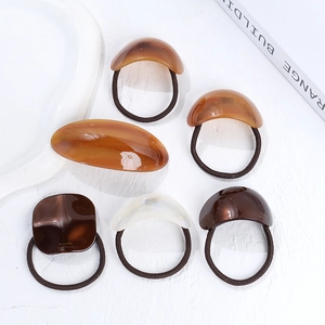 Elegant Acetate Oval Hair Ties For Women Korean Style Tortoise Shell Ponytail Holder Elastic Hair Bands Accessories