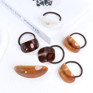 Elegant tortoise shell hair tie set with acetate resin texture for ponytail styling