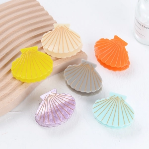 Pinces à cheveux coquillage en acrylique avec lignes dorées en six couleurs