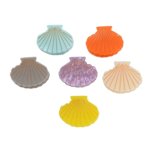 Lot de 6 pinces à cheveux colorées en forme de coquillage avec texture marbrée et lignes dorées
