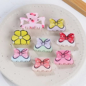 Sweet Acrylic Bow Flower Hair Claw Clips Colorful Strawberry Polka Dot Glitter Small Hairpin For Women Girls Hair Jewelry