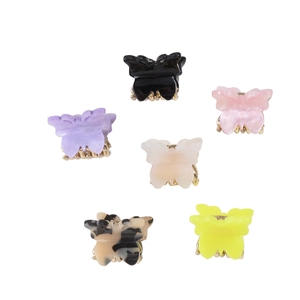 Set di sei mini mollette a farfalla in acrilico in colori vivaci alla moda per capelli