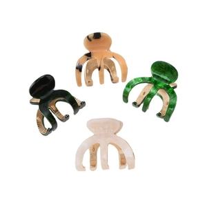 Set di 4 eleganti mollette per capelli in acetato marmorizzato con denti in metallo dorato