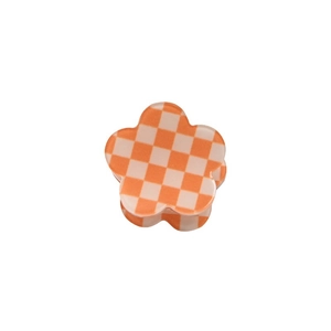 Mini pince à cheveux fleur en acrylique avec motif à carreaux orange pour la coiffure